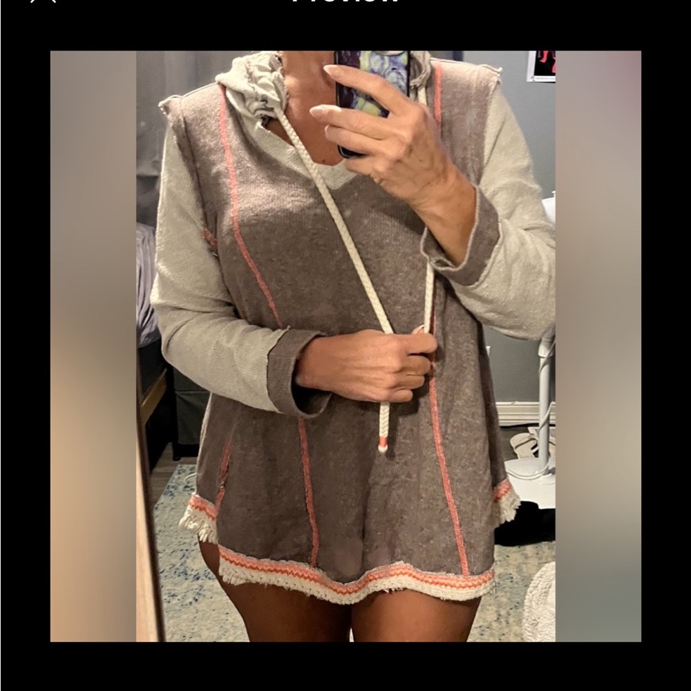 Fresh Produce Gray and Pink Hoodie Sweatshirt